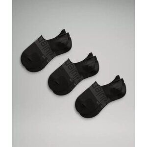 Lululemon Mens No-Show Workout Socks 3-Pack Slip-Resistant Cushioned Fit Black